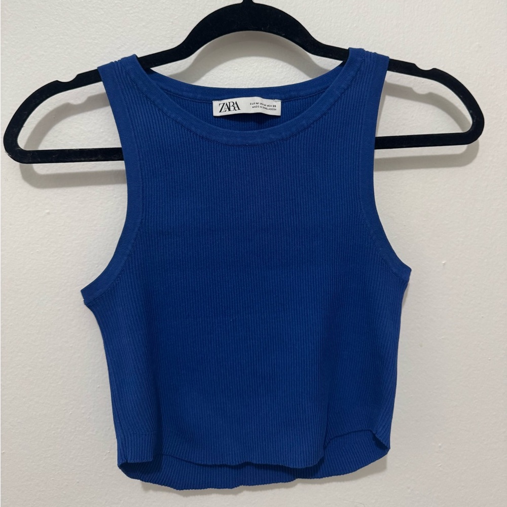 Zara Royal Blue Ribbed Tank Top